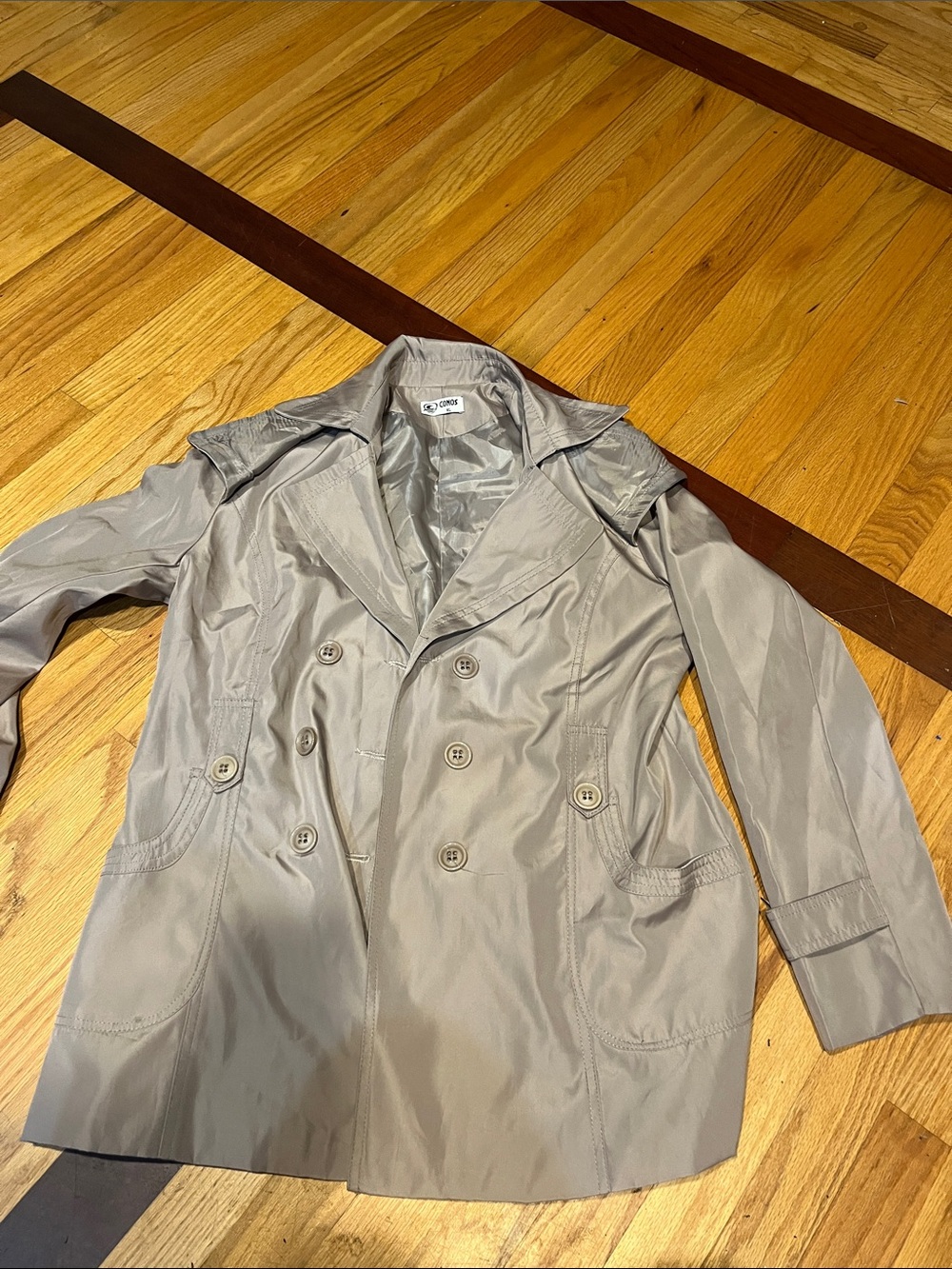 Light Gray Double-Breasted Men's Trench Coat